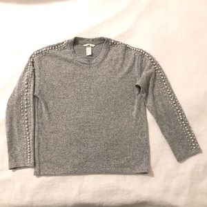 NWOT Soft Athleisure Top with Faux Pearl Details